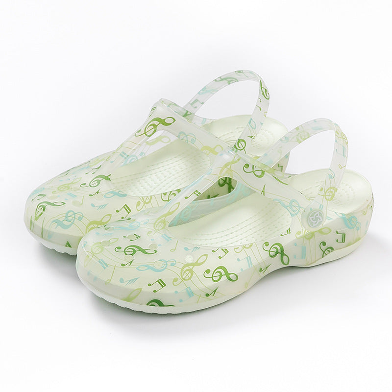green Women's jelly mary jane shoes non-slip