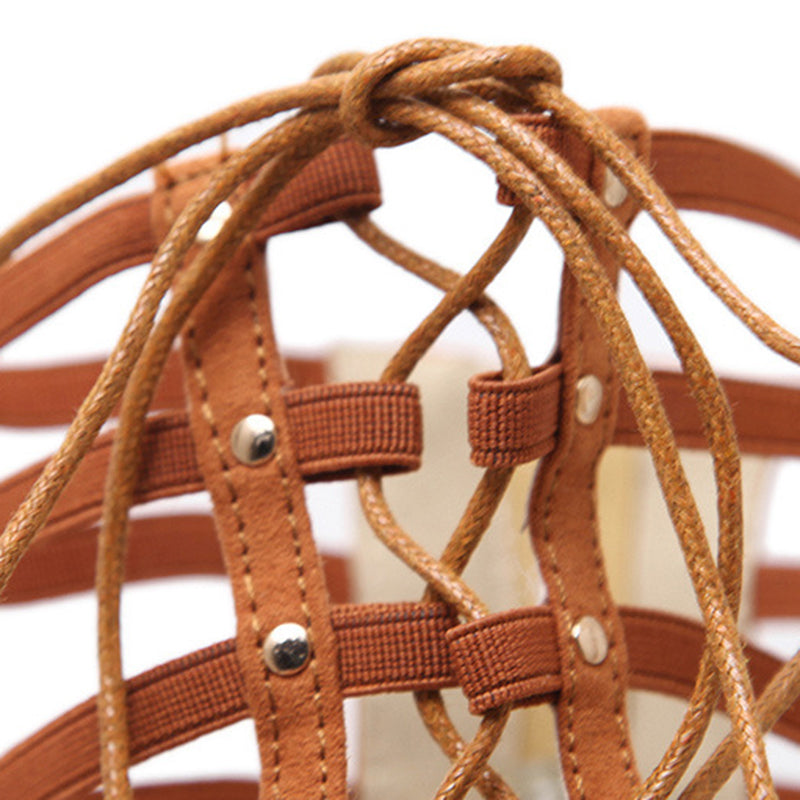 brown Women's knee high tie-up gladiator sandals