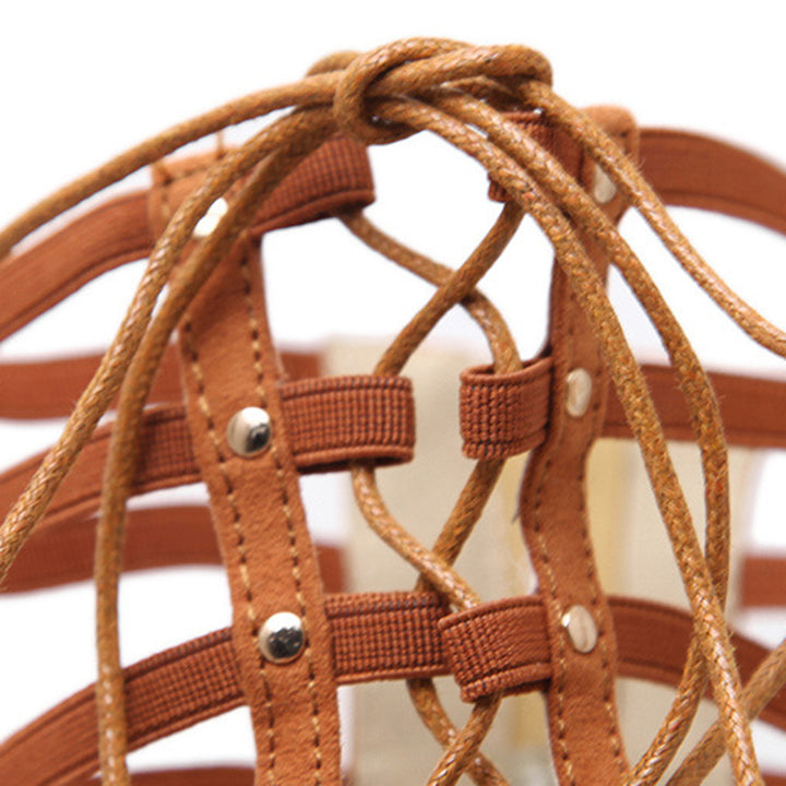 brown Women's knee high tie-up gladiator sandals