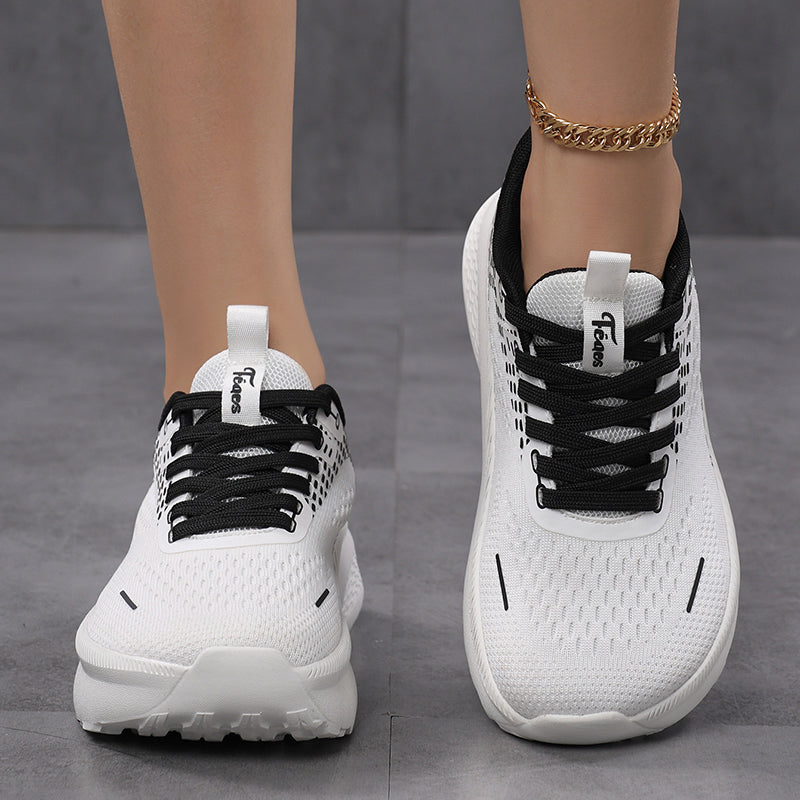 Breathable Knitted Mesh Wide Toe Tennis Shoes for Women – Lightweight Sneakers for Casual & Active Wear