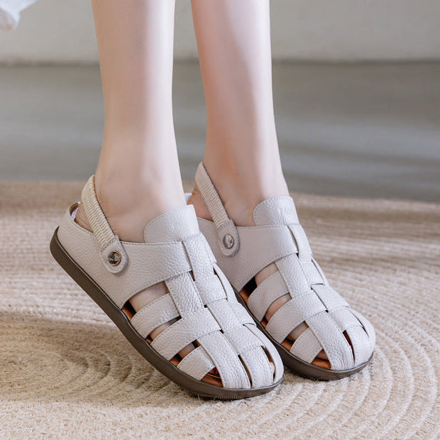 Women's leather woven fisherman sandals