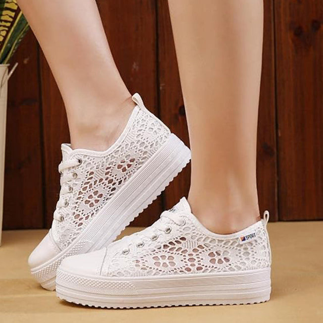 Women's mesh lace breathable platform sneakers for summer spring