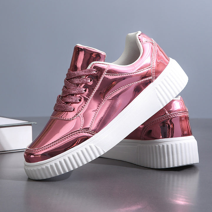 rose Women's metallic lace-up platform sneakers