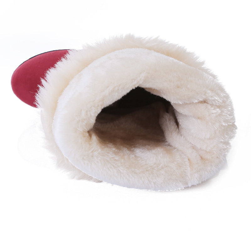 red Women's mid calf snow boots