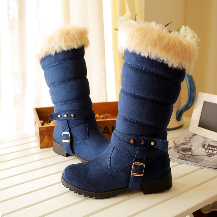 blue Women's mid calf snow boots