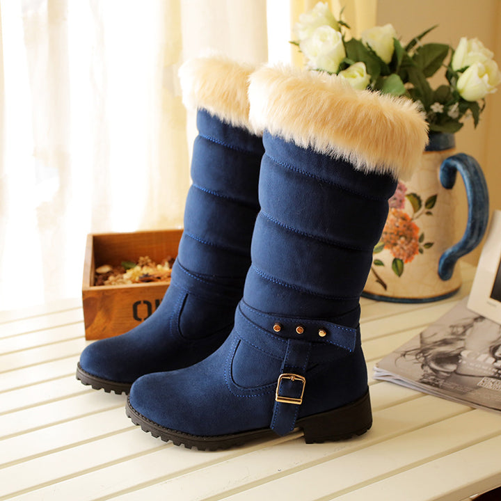 blue Women's mid calf snow boots