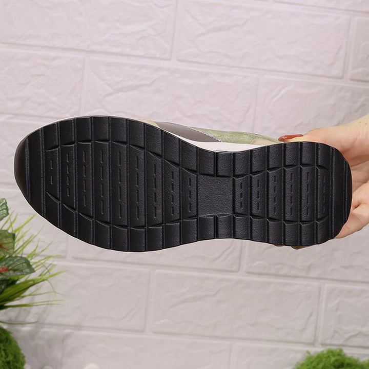 green Women's multi-color patchwork sneakers