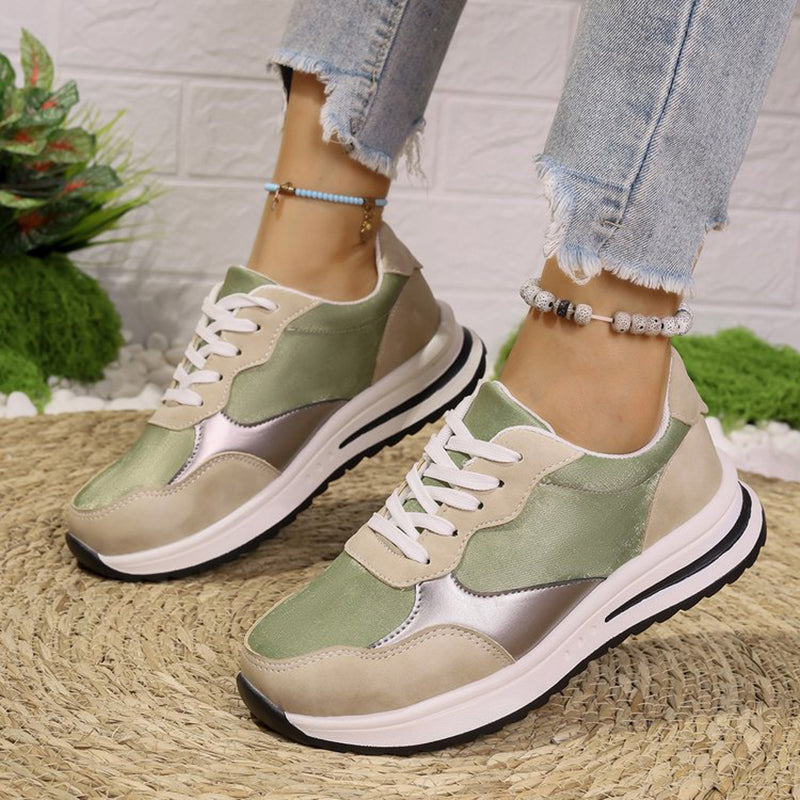 green Women's multi-color patchwork sneakers