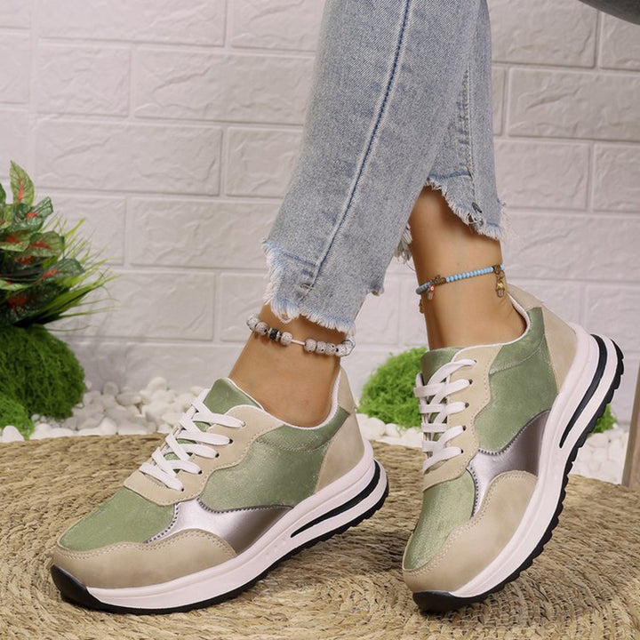 green Women's multi-color patchwork sneakers