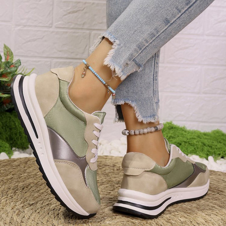 green Women's multi-color patchwork sneakers