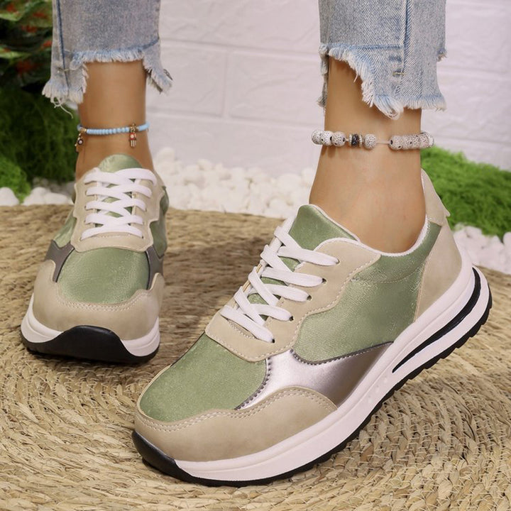 green Women's multi-color patchwork sneakers