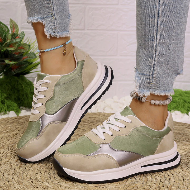 green Women's multi-color patchwork sneakers