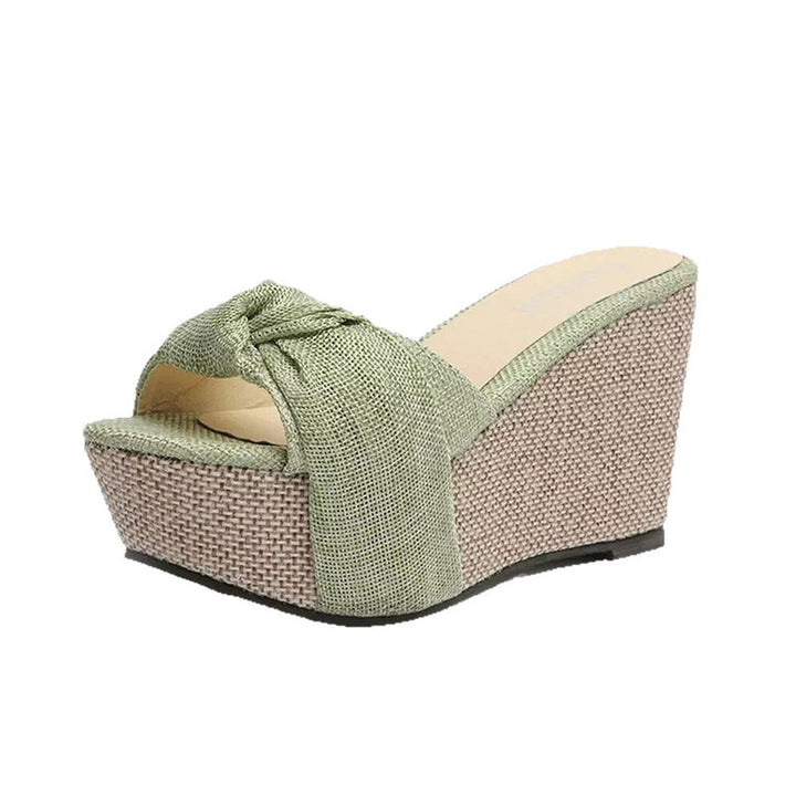 Women’s Platform Wedge Slide Sandals – Bow Knot Summer Walking Slides