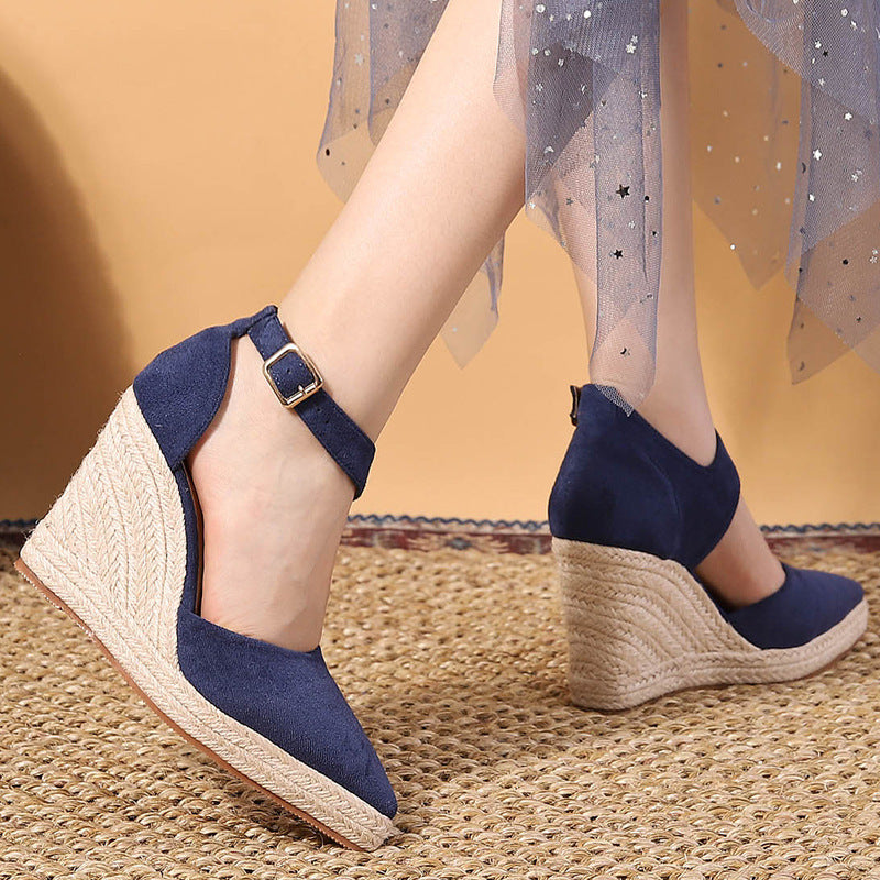 Chic Pointed Toe Espadrille Wedge Sandals for Women – Braided Platform & Ankle Strap for Summer Events