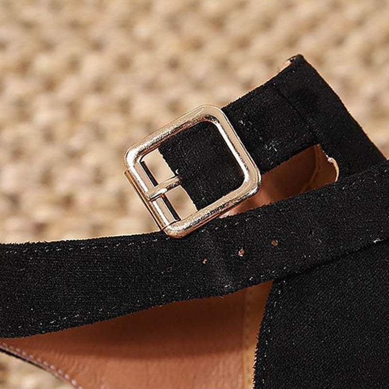 black Chic Pointed Toe Espadrille Wedge Sandals for Women – Braided Platform & Ankle Strap for Summer Events