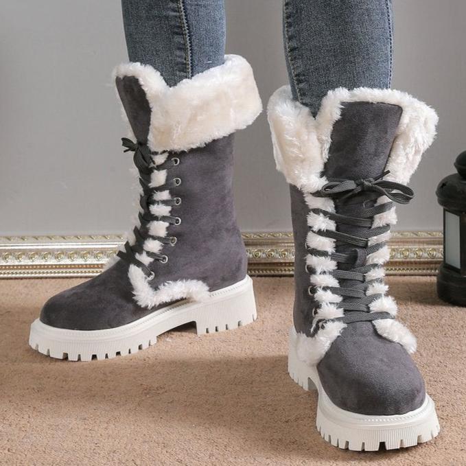 Women's plush lined warm mid calf snow boots