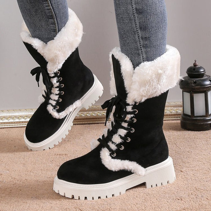 Women's plush lined warm mid calf snow boots