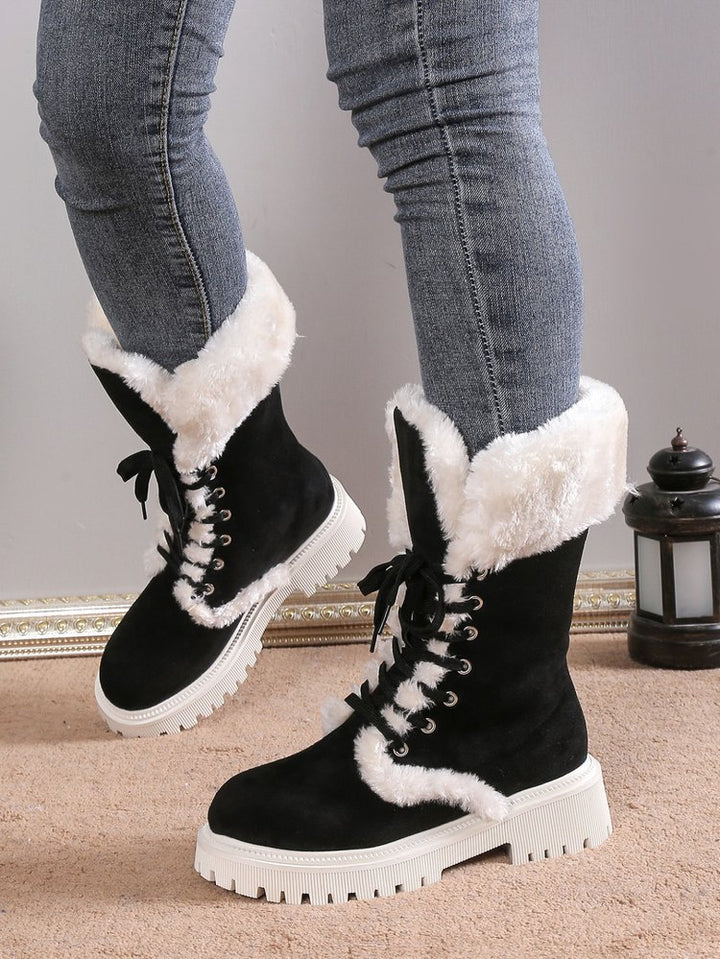 Women's plush lined warm mid calf snow boots