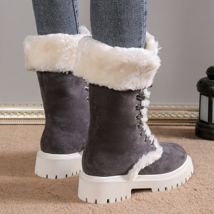 Women's plush lined warm mid calf snow boots