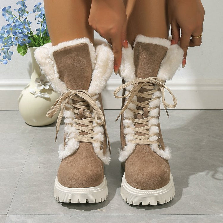 Women's plush lined warm mid calf snow boots