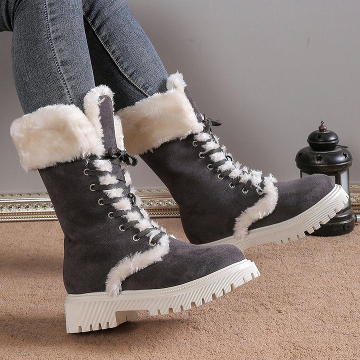 Women's plush lined warm mid calf snow boots