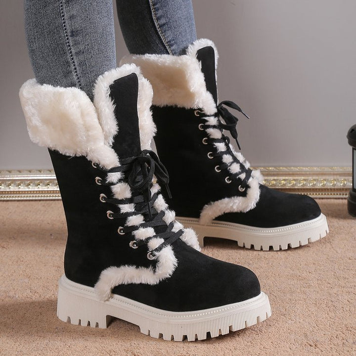 Women's plush lined warm mid calf snow boots