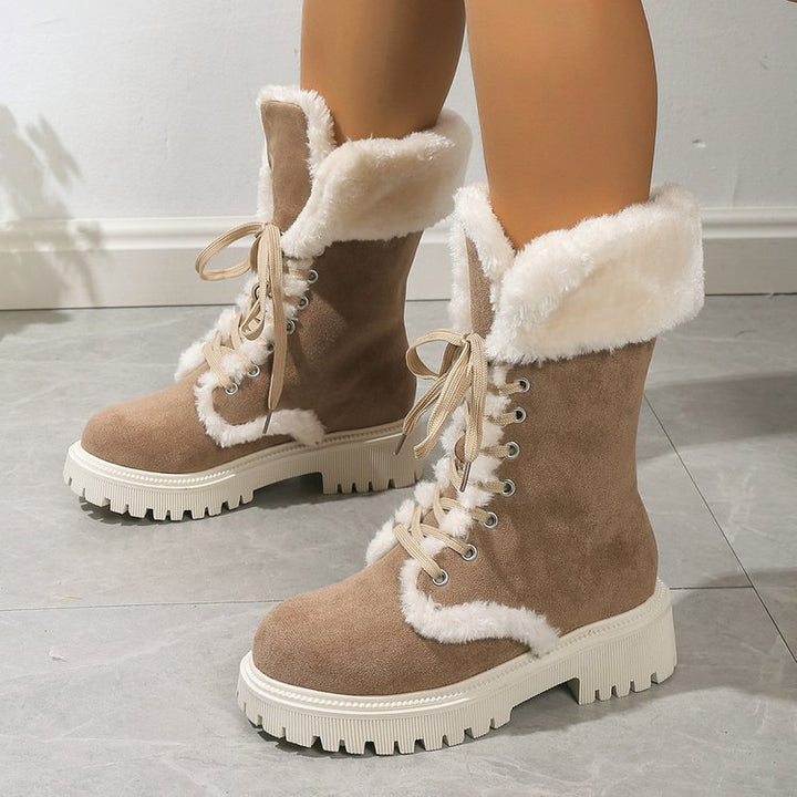 Women's plush lined warm mid calf snow boots