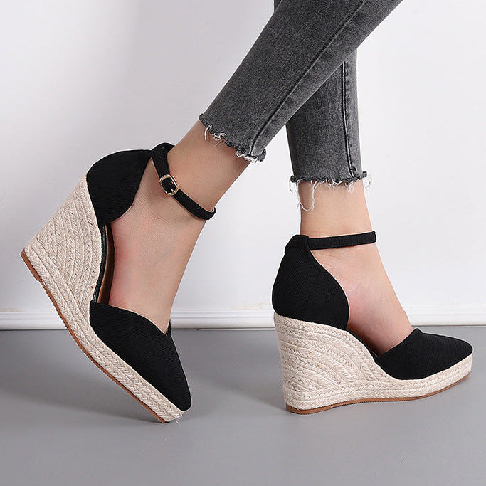 Women’s Pointed Toe Espadrille Wedge Sandals – Dressy Summer Walking Shoes