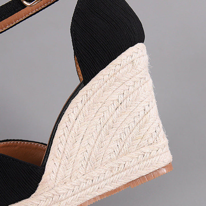 black Women’s Pointed Toe Espadrille Wedge Sandals – Dressy Summer Walking Shoes