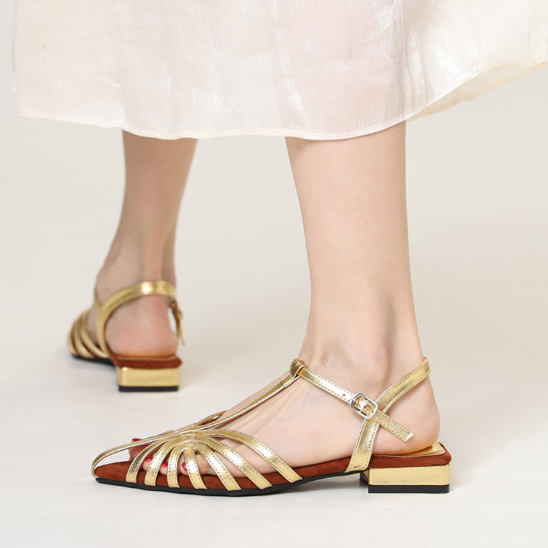 Elegant Pointed Strappy Roman Sandals for Women - Hollowed Design for Summer Events