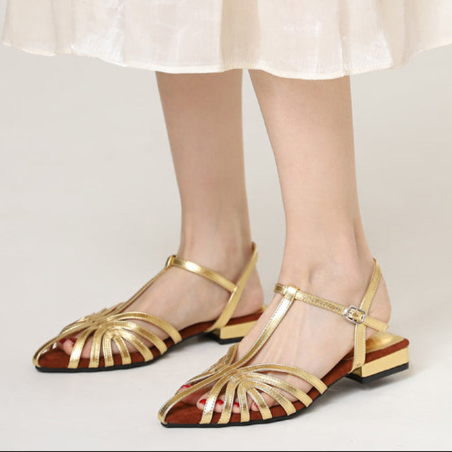 Elegant Pointed Strappy Roman Sandals for Women - Hollowed Design for Summer Events
