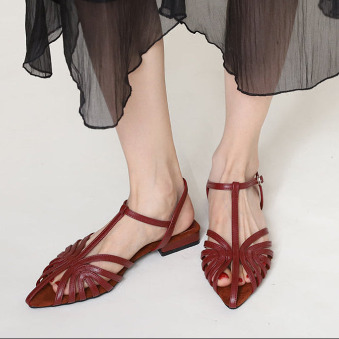 Elegant Pointed Strappy Roman Sandals for Women - Hollowed Design for Summer Events