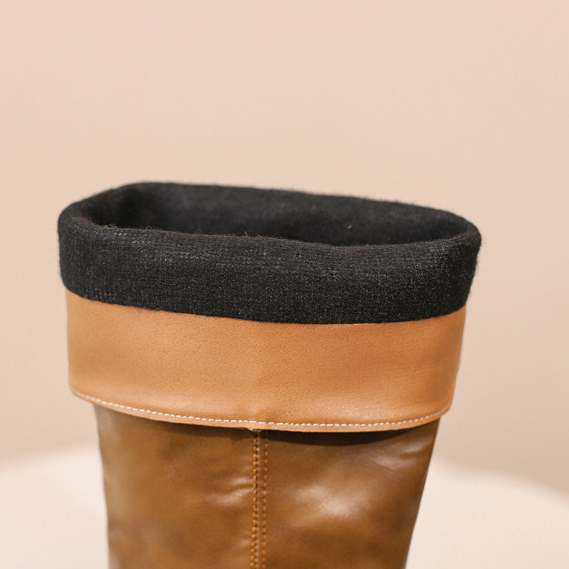 caramel Women's pull-on block heels mid calf western boots for casual and country outfits