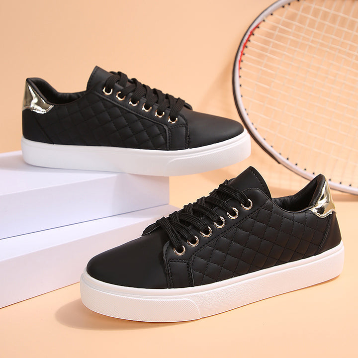 black Women's quilted lace-up platform sneakers