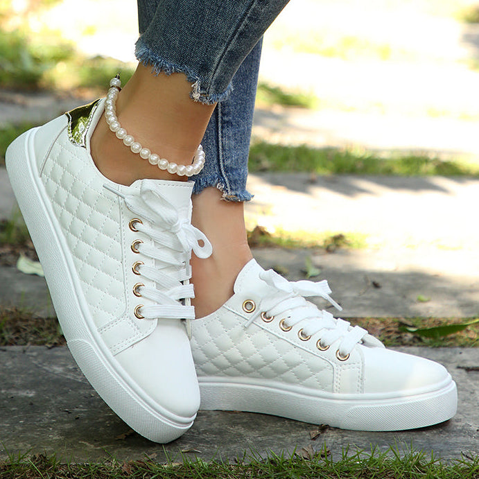 Women's quilted lace-up platform sneakers
