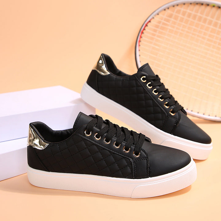 black Women's quilted lace-up platform sneakers