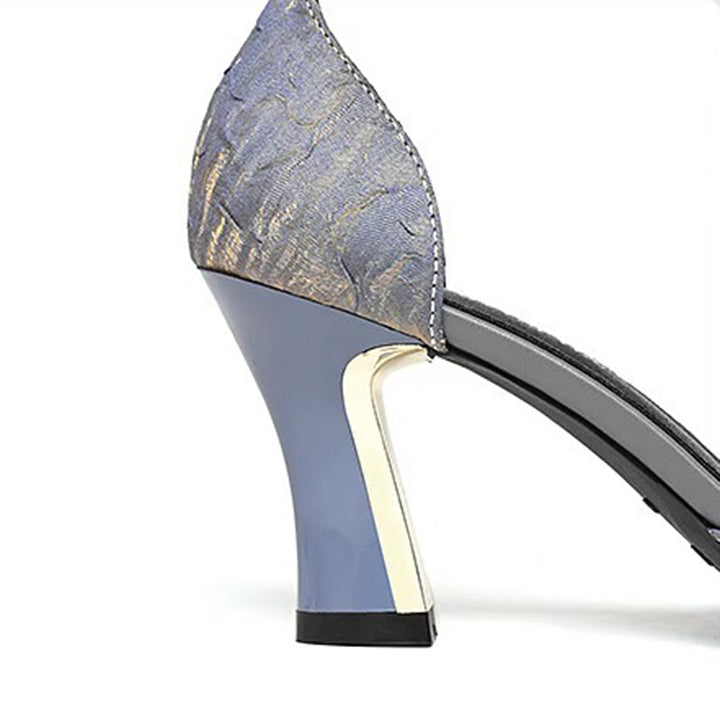 Glam Rhinestone Kitten-Heel D’Orsay Sandals for Women – Elegant Pointed-Toe Dress Shoes for Weddings & Events
