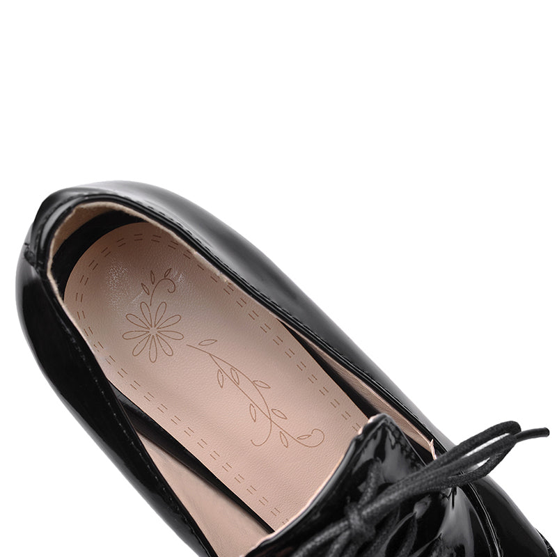 black Women's slip-on work/casual lace-up shoes with pointed toe