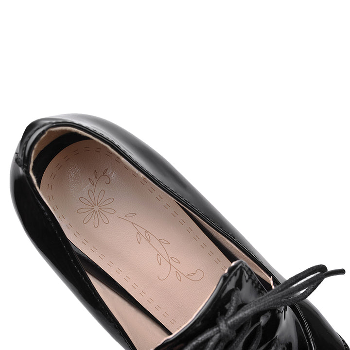 black Women's slip-on work/casual lace-up shoes with pointed toe