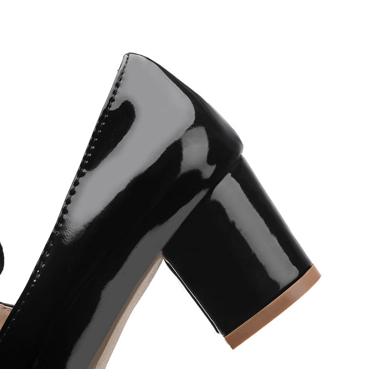 black Women's slip-on work/casual lace-up shoes with pointed toe