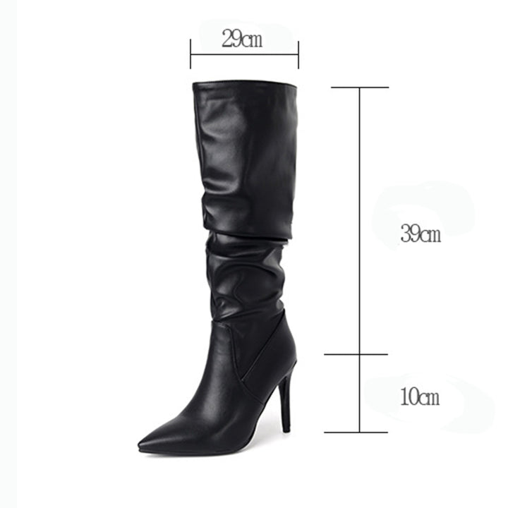 Women's slouch stiletto heels boots under the knee