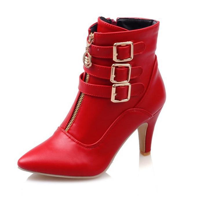 Women's strappy kitten heels ankle boots