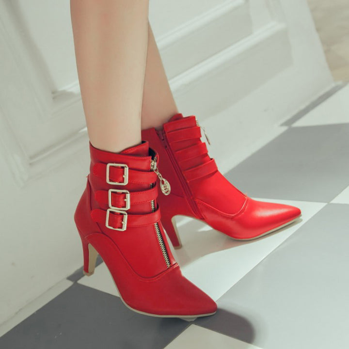 Women's strappy kitten heels ankle boots