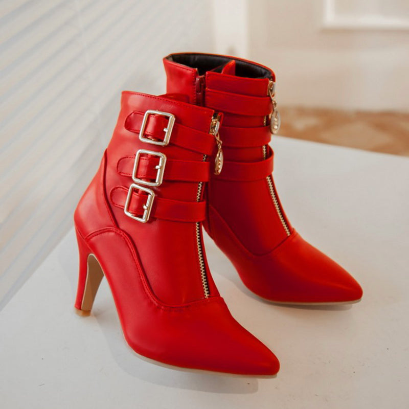 Women's strappy kitten heels ankle boots