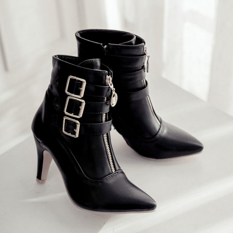 Women's strappy kitten heels ankle boots