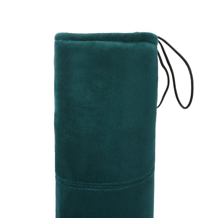 green Women's stretchy chunky heels thigh boots