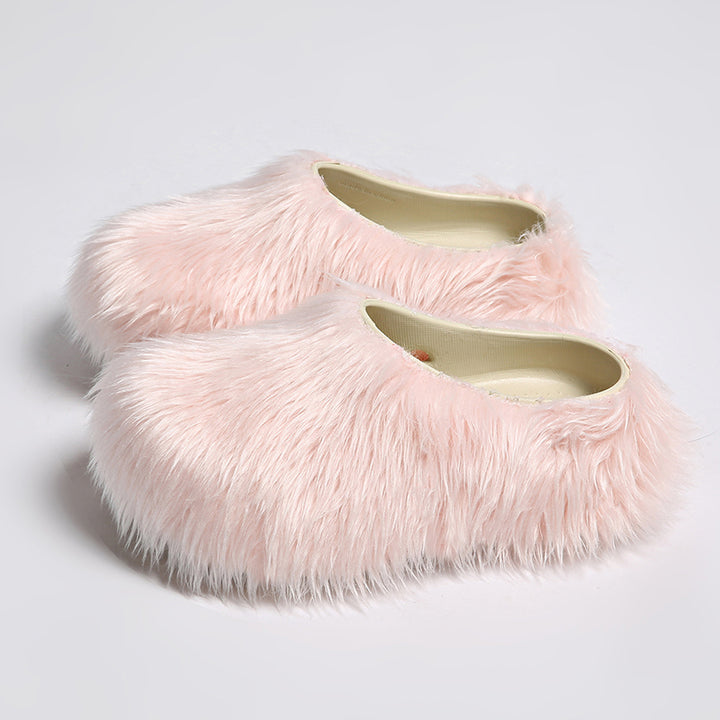 pink Women's summer fuzzy slide sandals