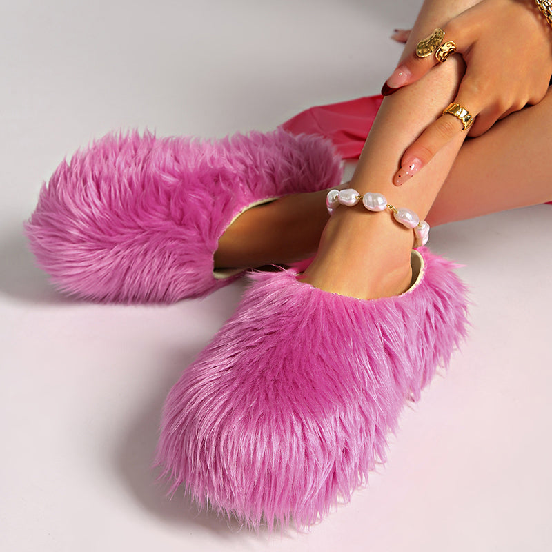 Women's summer fuzzy slide sandals