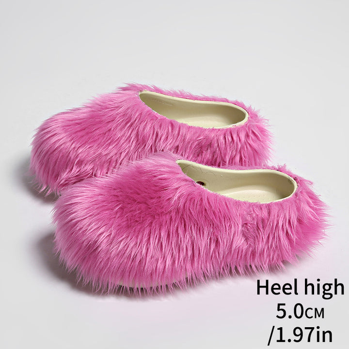 rose Women's summer fuzzy slide sandals
