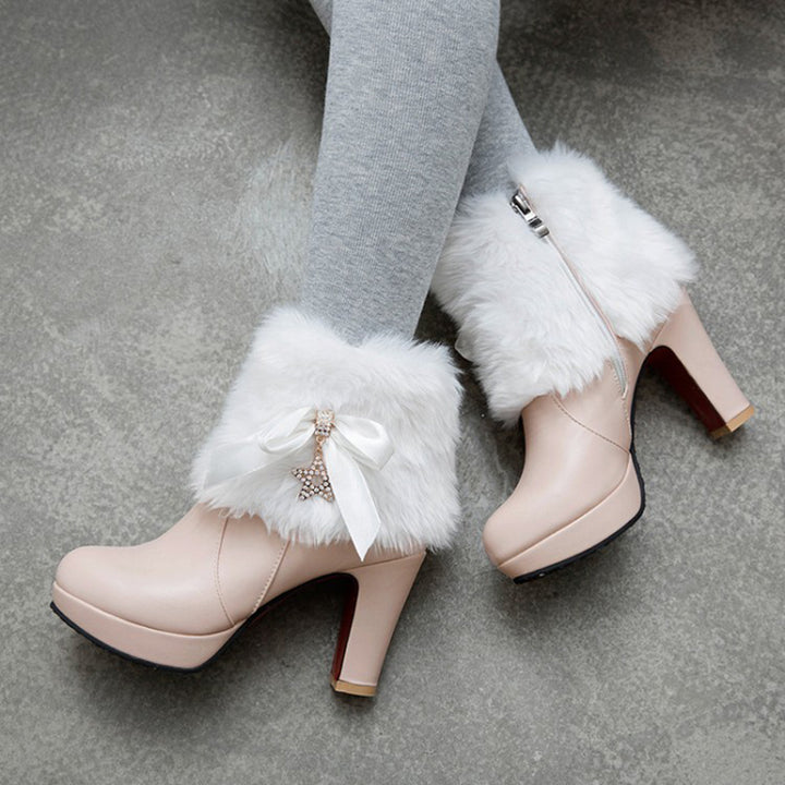 Women’s Fuzzy Trim Platform Ankle Boots